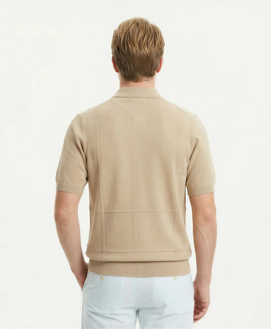 Polera Hombre Polo Sweat Tejido Beige