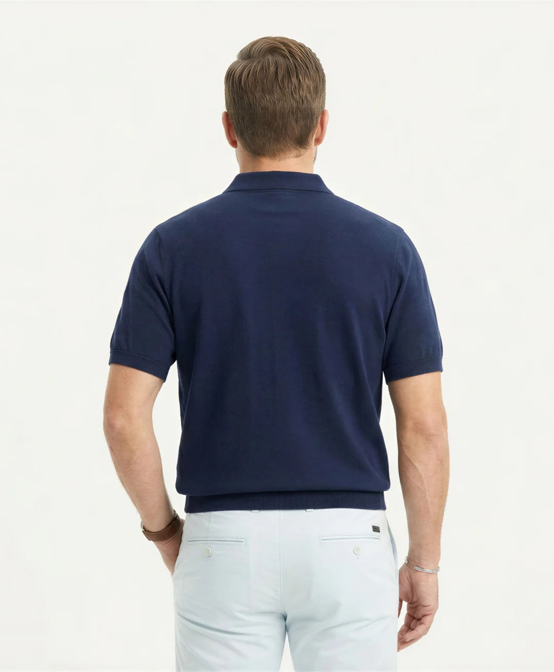 Polera Hombre Polo Sweat Tejido Azul