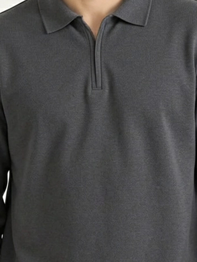 Sweater Hombre Cuello Camisa Zipper Charcoal