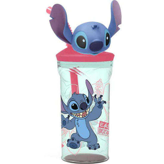 Vaso Figurita 3D 360ml Stitch Flowers Azul