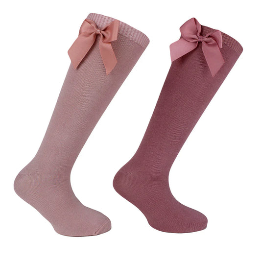 calceta-mujer-2-pares-bamboo-cintas-rosa