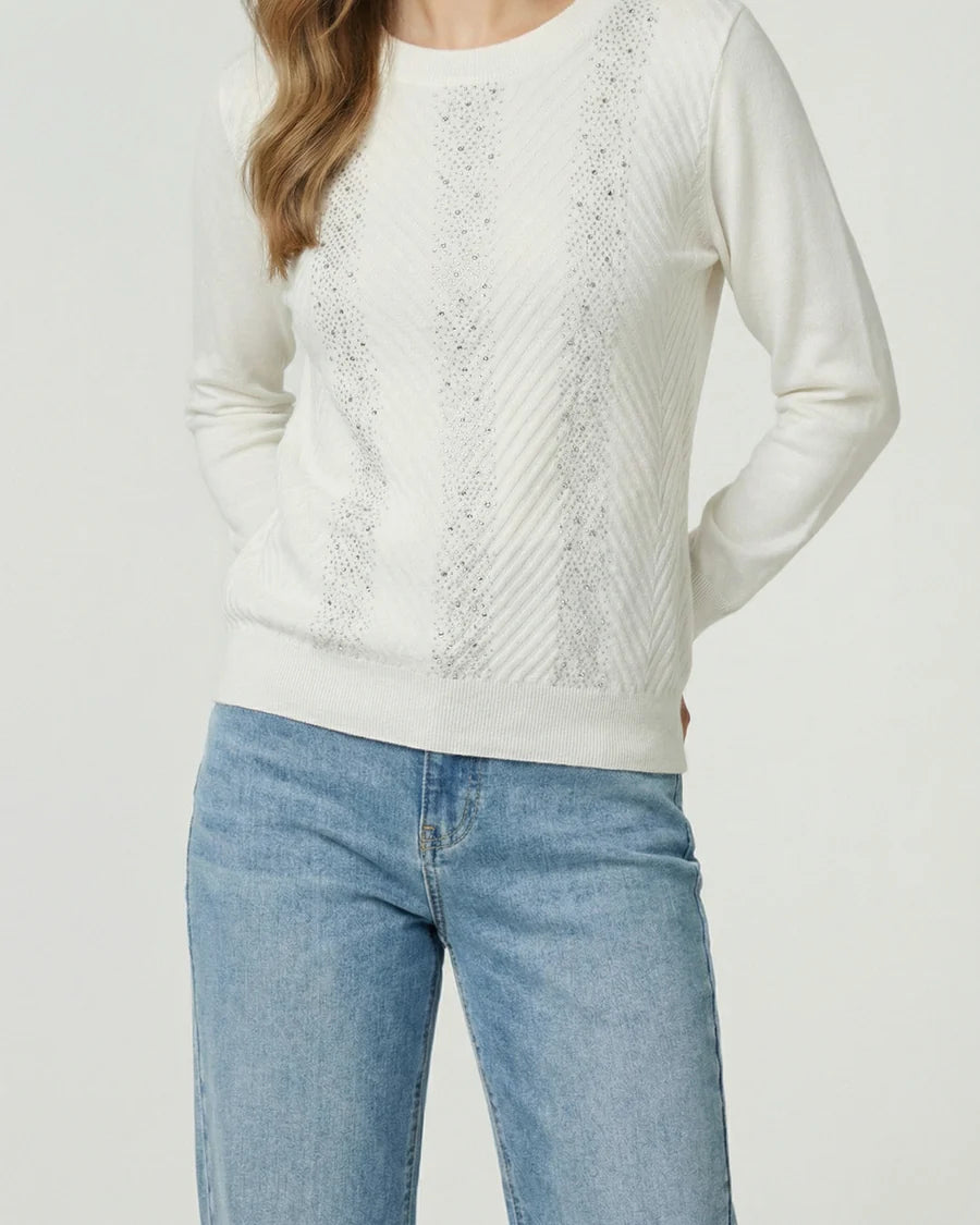 Sweater Mujer Rita Relaxed Cuello Redondo Manga Caída Crudo