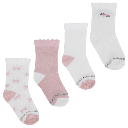 Calcetín Niña 4 Pares Bamboo Cinta Blanco Invierno