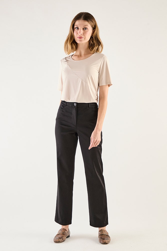 Pantalón Mujer Liso Recto Negro