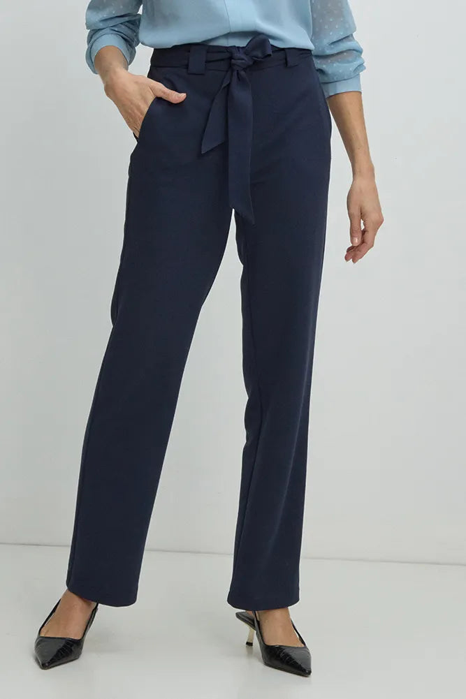 pantalon-mujer-con-lazo-azul-marino