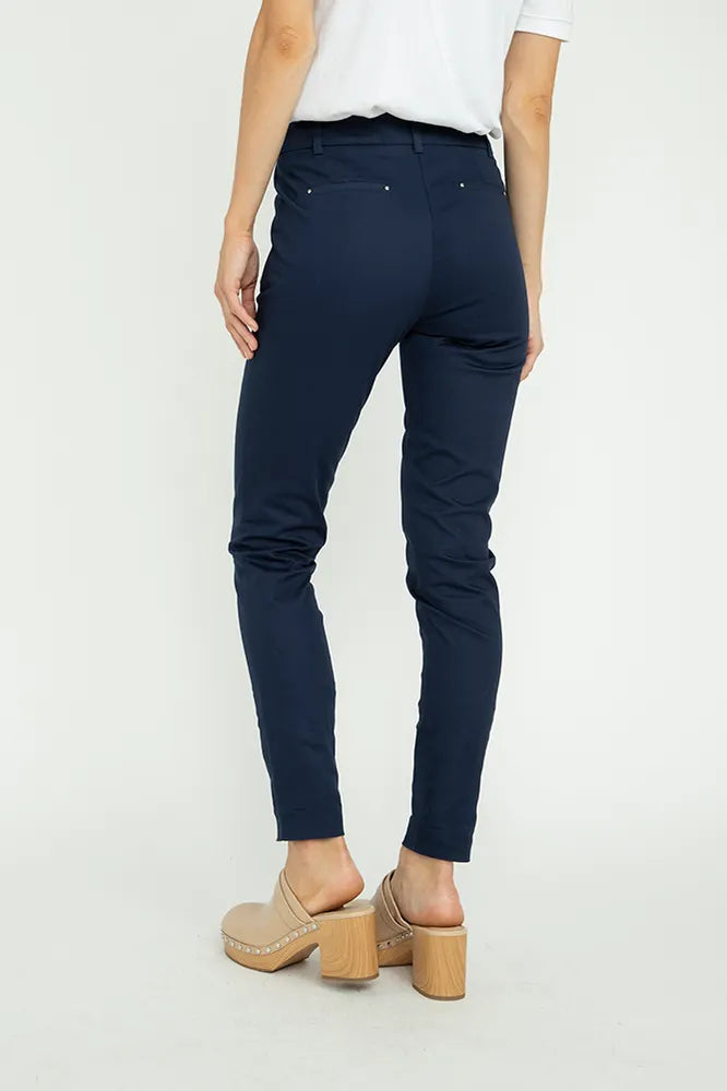 Pantalón Mujer Formal De Tela Satinada Azul