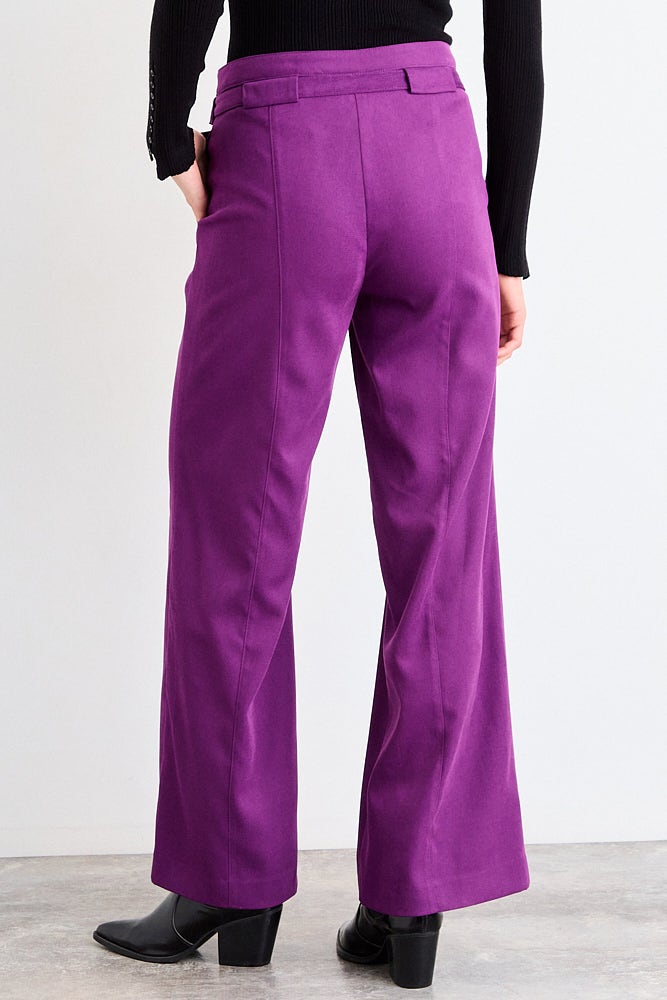 Pantalon Mujer Liso Palazzo Morado