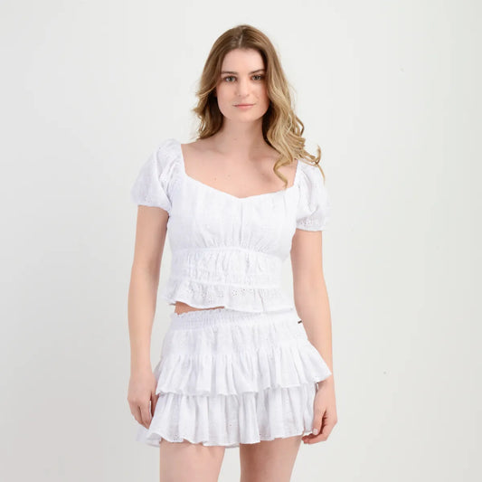 Blusa Mujer Manga Corta Adilah Top Blanco