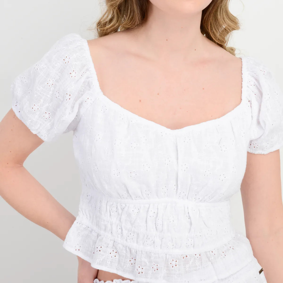 Blusa Mujer Manga Corta Adilah Top Blanco