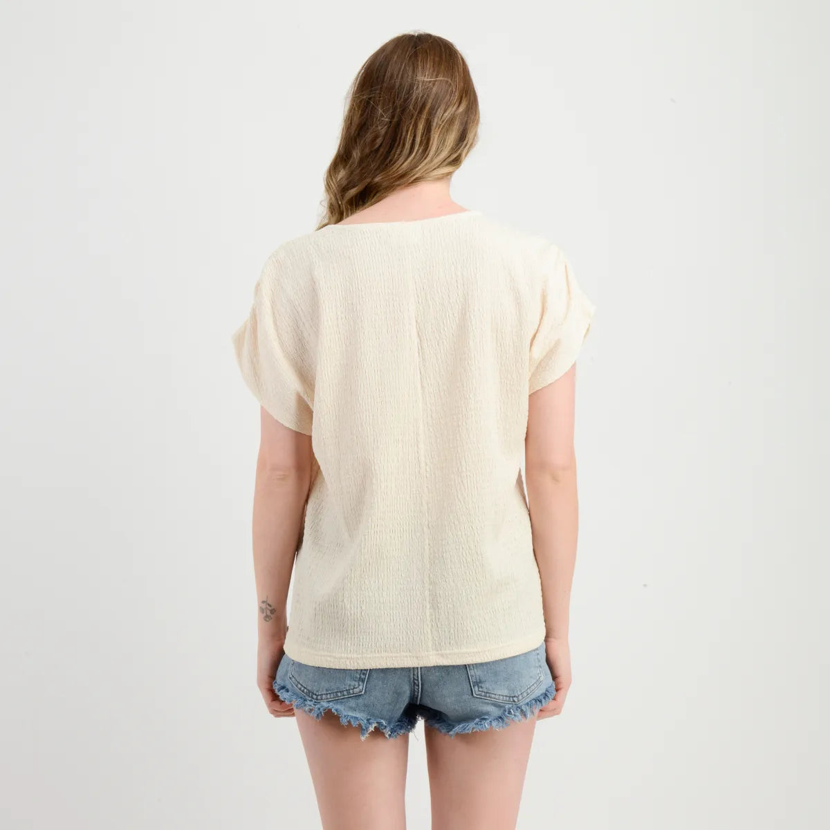 Polera Mujer Manga Corta Camile Beige Claro