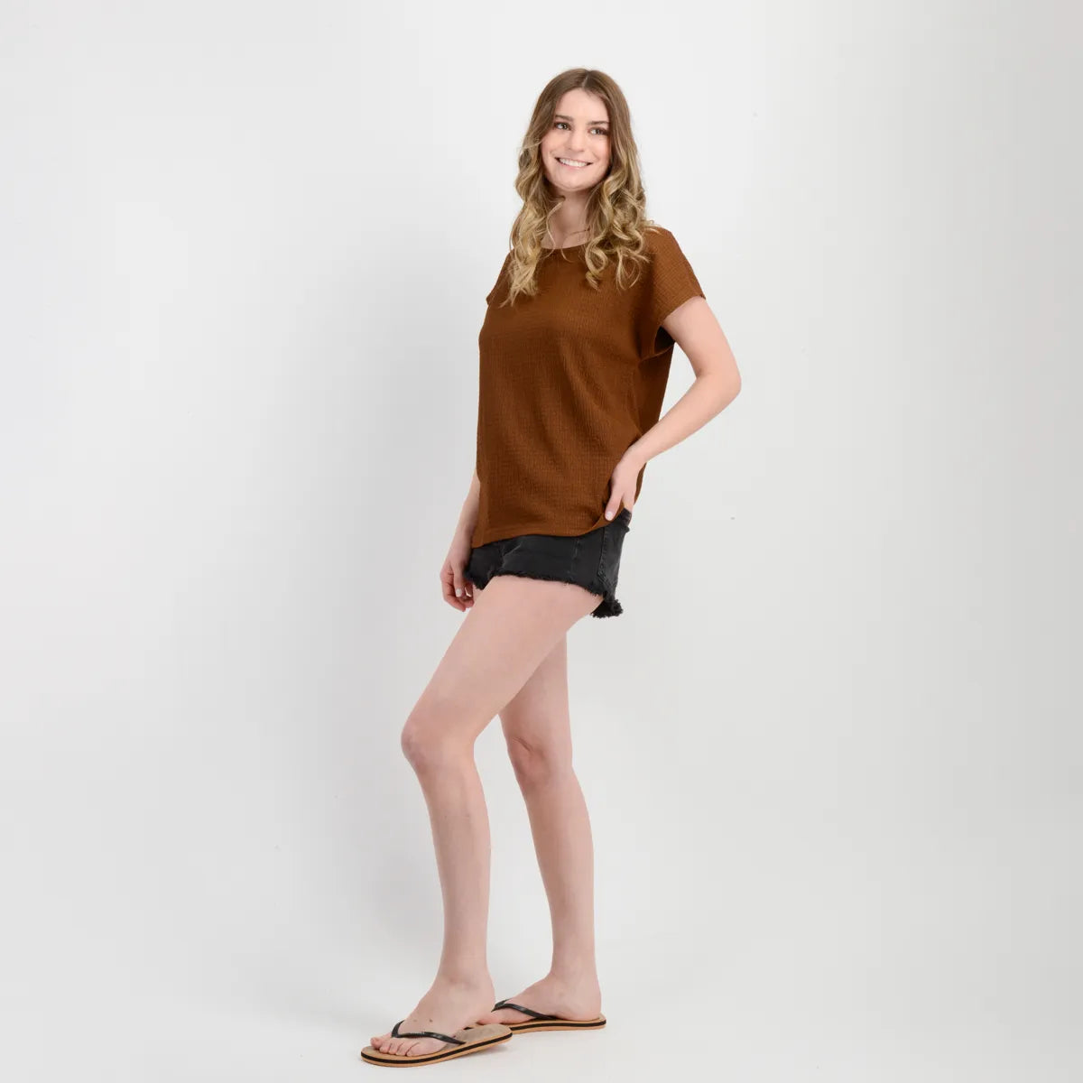 Polera Mujer Manga Corta Elisa Cafe Claro