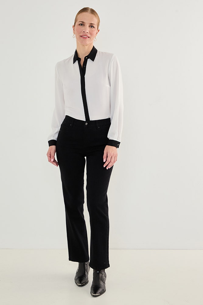 Jeans Mujer Recto Comfort Negro