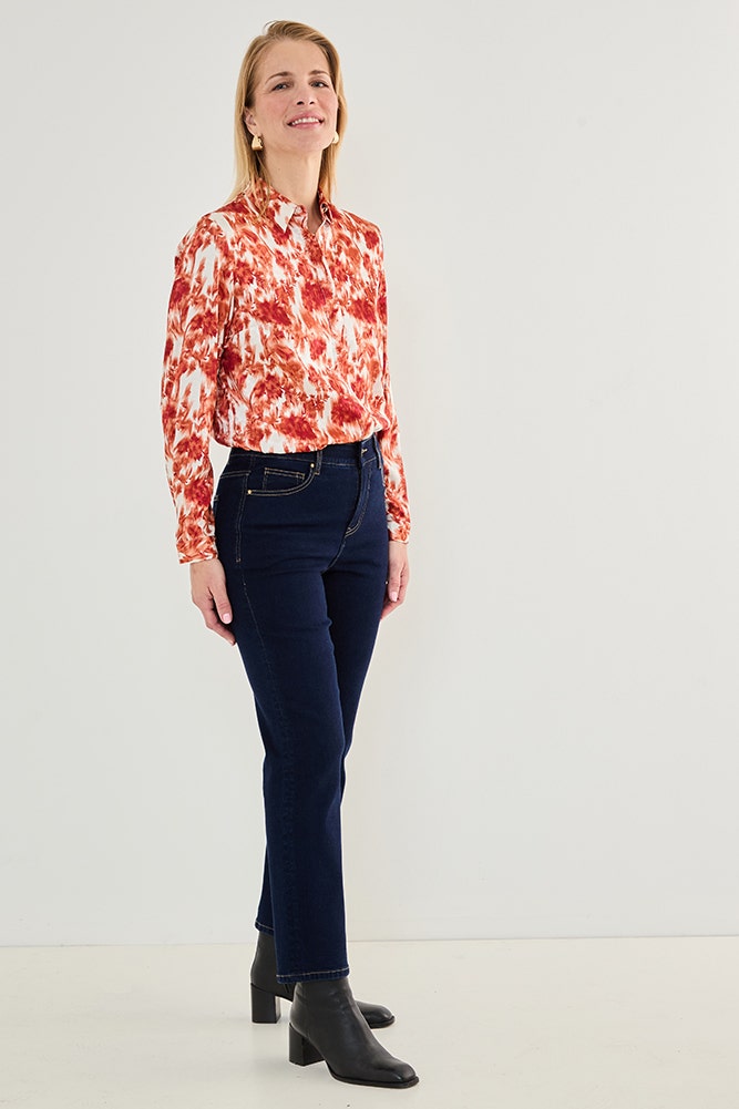 Jeans Mujer Recto Comfort Azul
