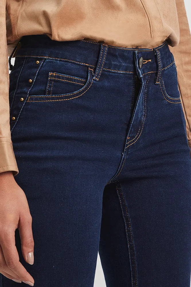 Jeans Mujer Recto Azul