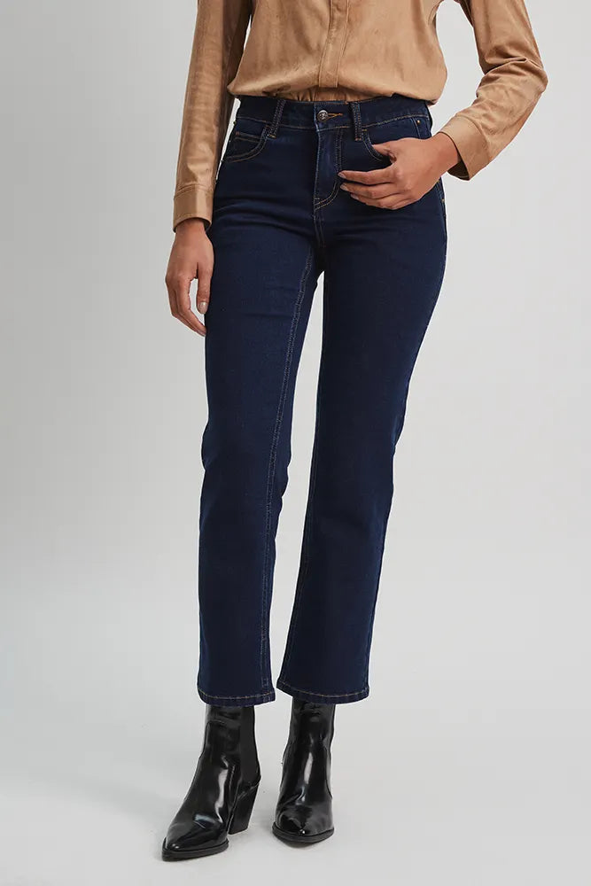 Jeans Mujer Recto Azul