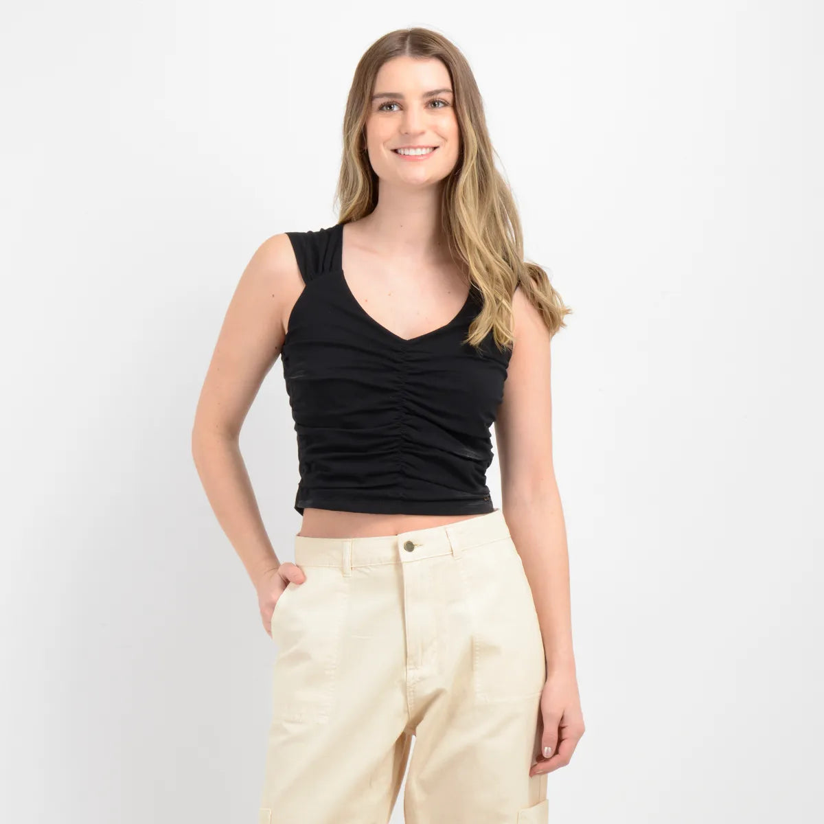 Polera Mujer Manga Corta Corrane Negro