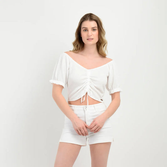 Polera Mujer Manga Corta Leanne Blanco