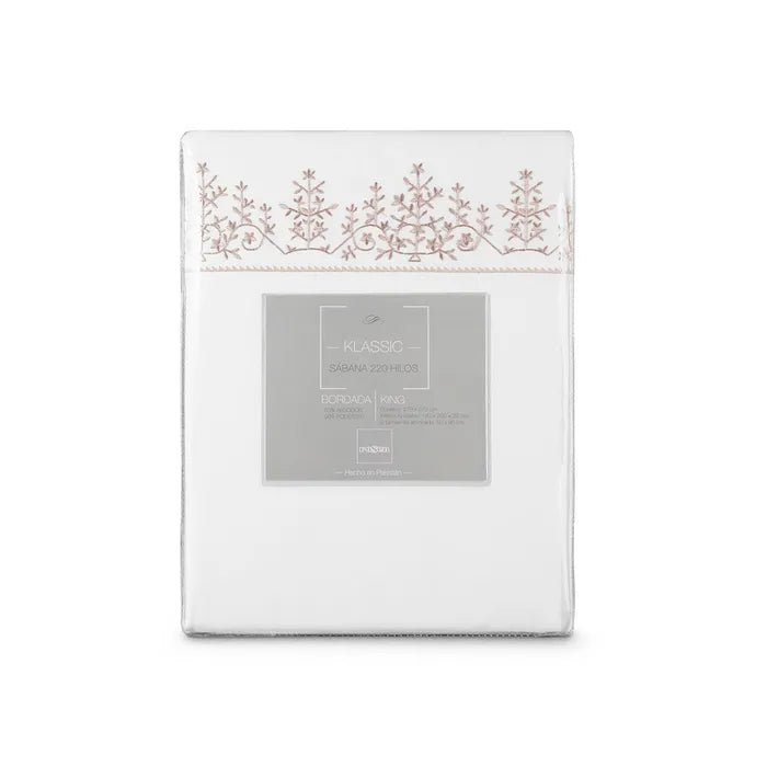 Sábana Rosen 220 Hilos Polycotton Bordada Floral