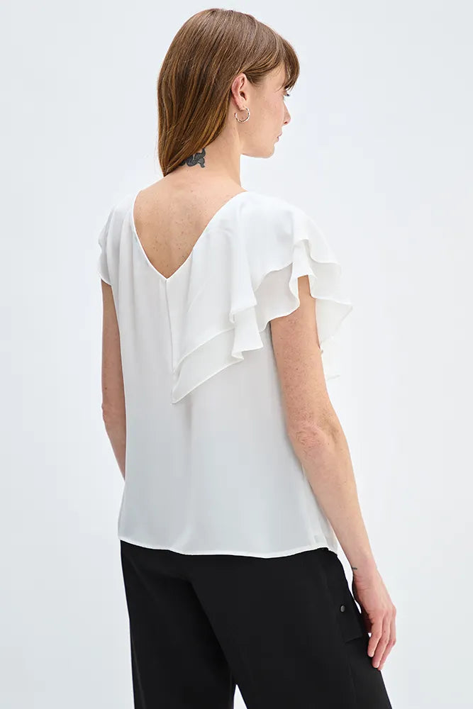 Blusa Mujer Lisa Cuello V Crudo