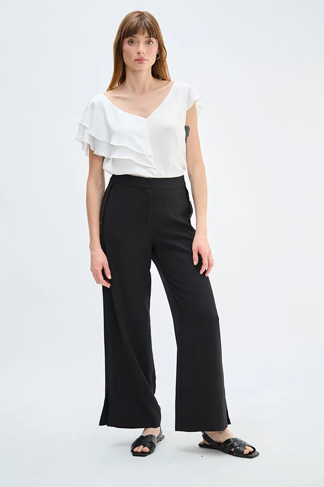 Blusa Mujer Lisa Cuello V Crudo