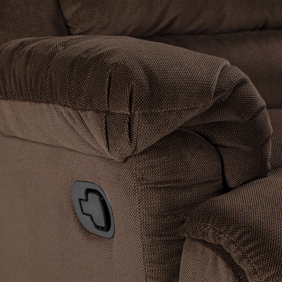 Sofá Reclinable Jarrie Tela Chex Manual 3 Cuerpos Cafe