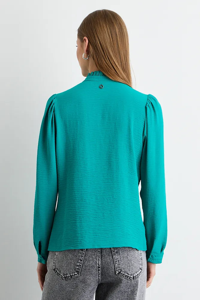 Blusa Mujer Lisa Botones Verde Cata
