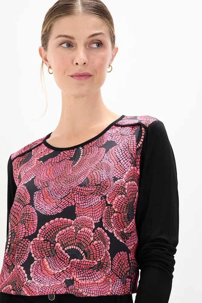 polera-mujer-doble-tela-estampada-fucsia