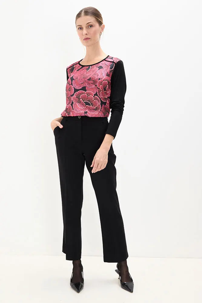 Polera Mujer doble tela estampada Fucsia