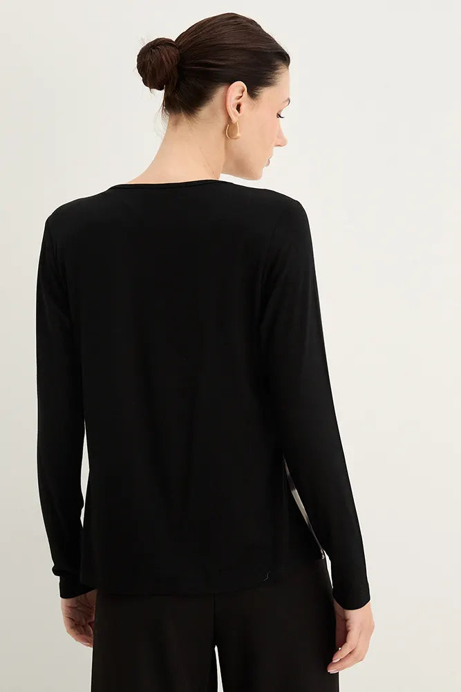 Polera Mujer doble tela estampada Crudo