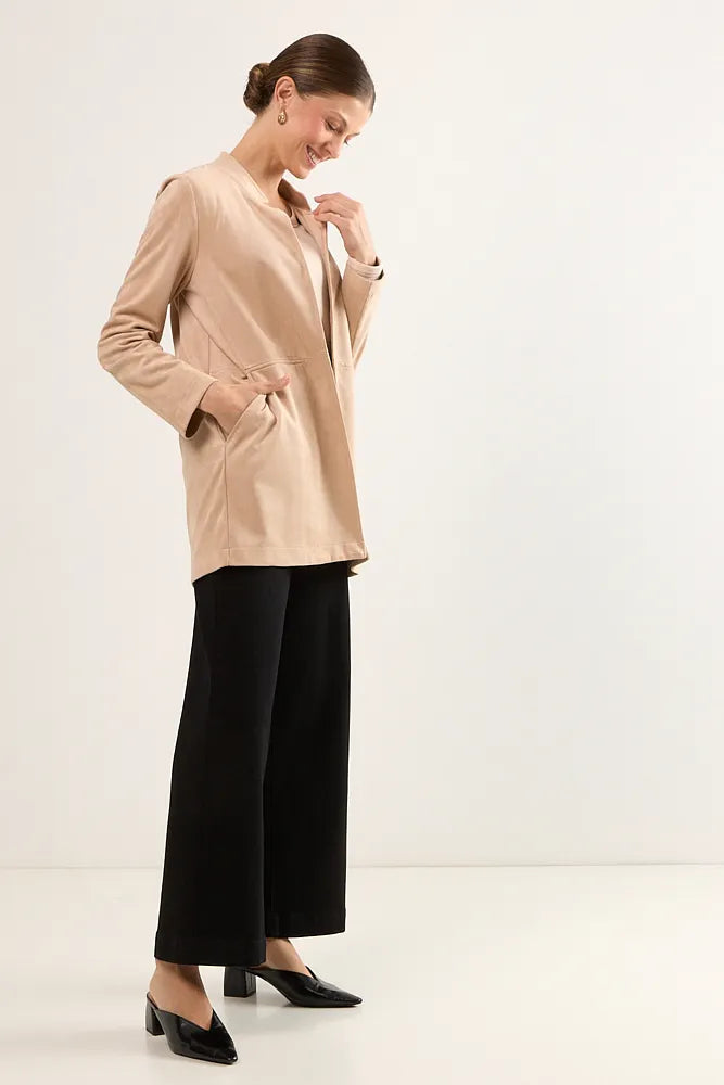 Tapado Mujer liso de suede Beige