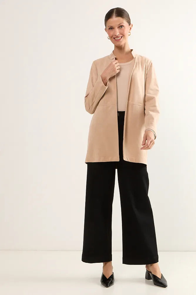 Tapado Mujer liso de suede Beige