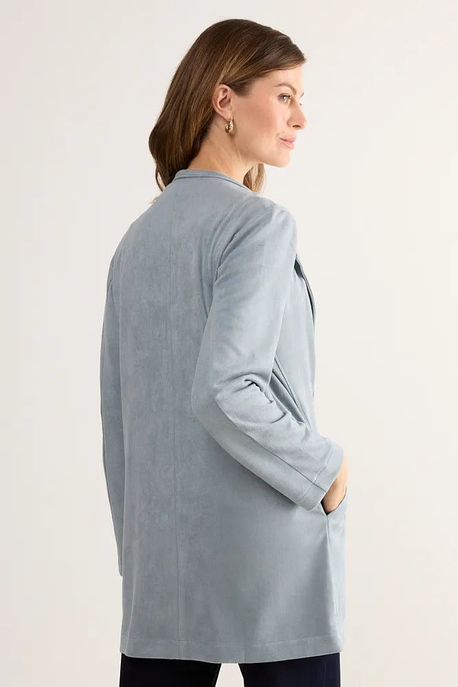 Tapado Mujer liso de suede Celeste