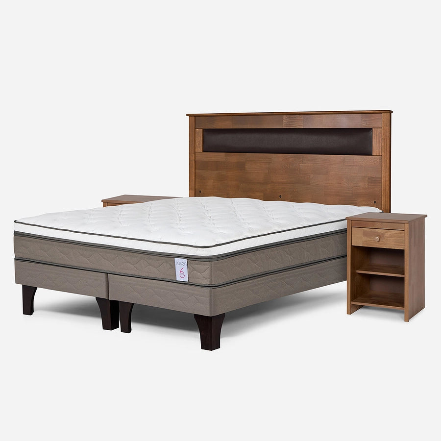 Cama New Style 6 King Base Dividida + Muebles Ferrara Chocolate