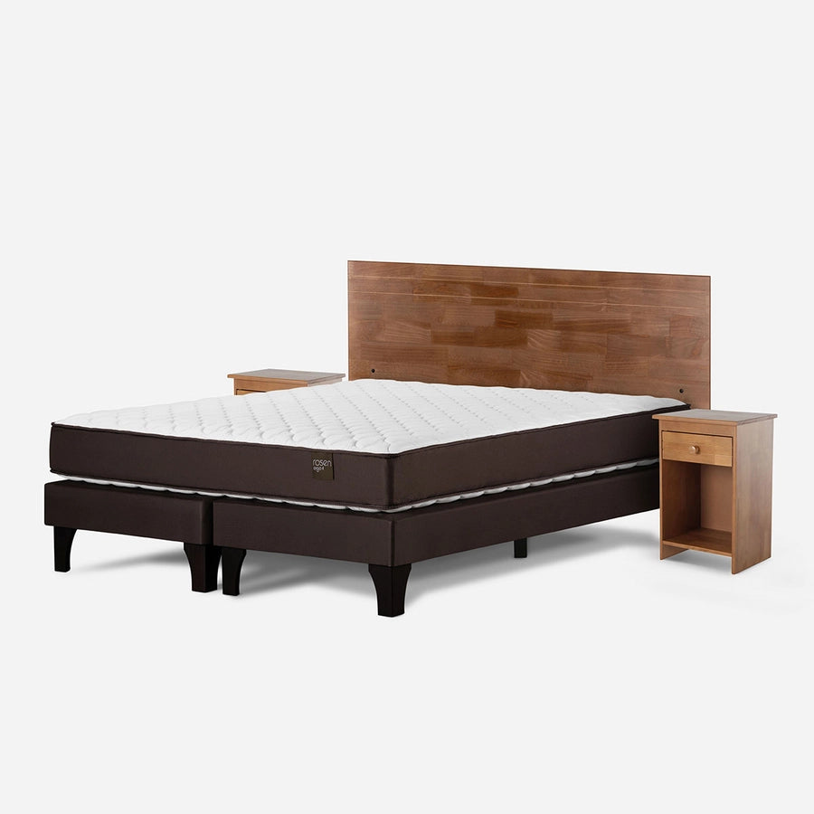 Cama Ergo T New 2 Plazas Base Dividida + Muebles Tabor Caramelo