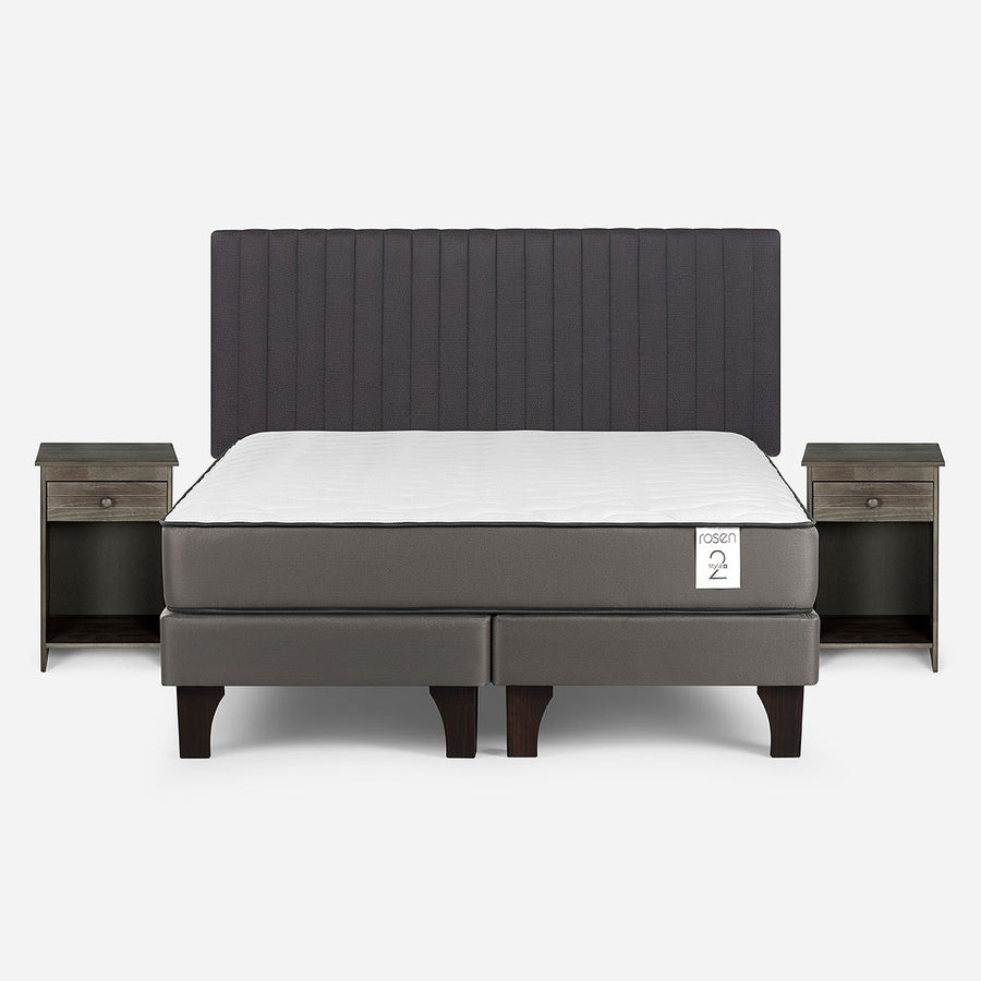 Cama New Style 2 Plus de 2 Plazas + Respaldo Lucio y Velador Tabor