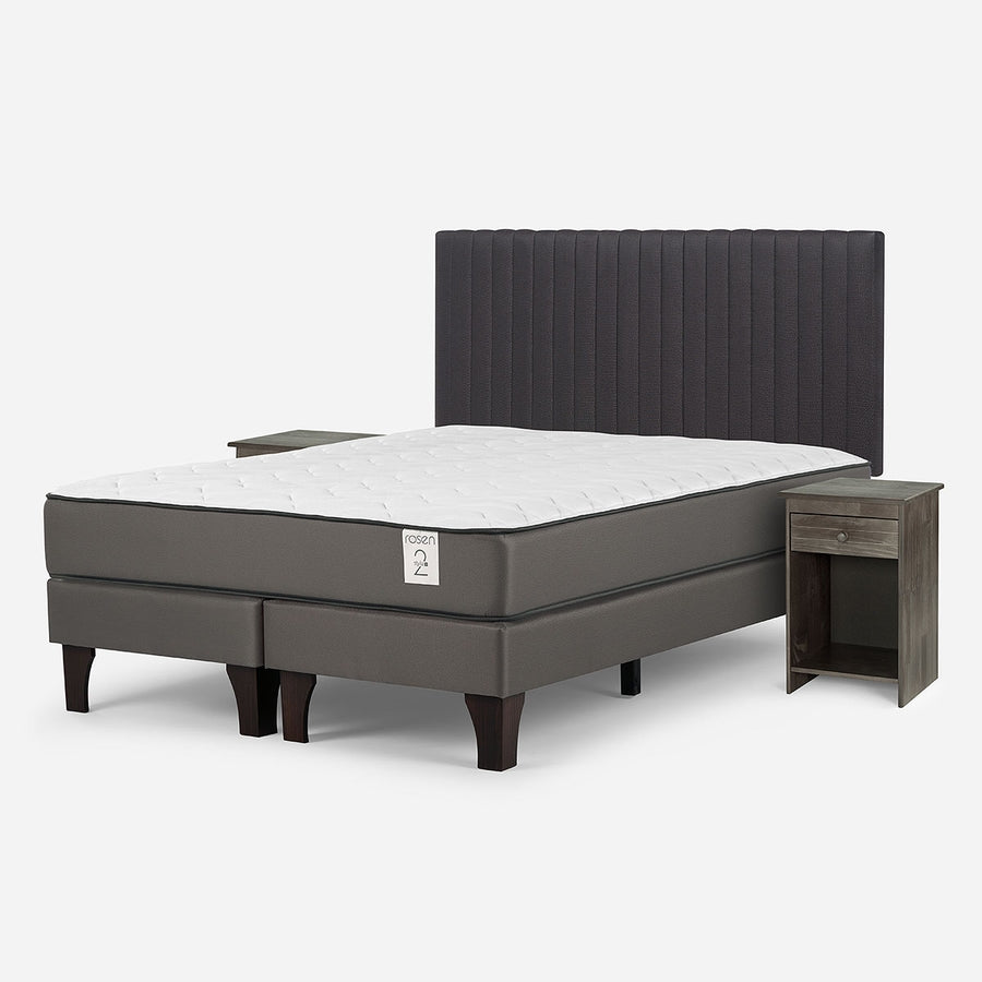Cama New Style 2 Plus de 2 Plazas + Respaldo Lucio y Velador Tabor