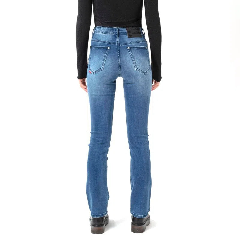 Jeans Mujer Jess Tiro Medio Skinny Flare Azul Oscuro
