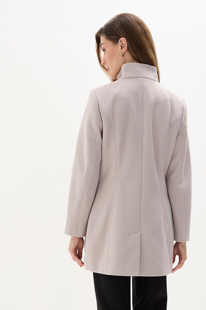 Chaquetón Cuello alto de Muflón con Cortes y Bolsillo Vivo Gris