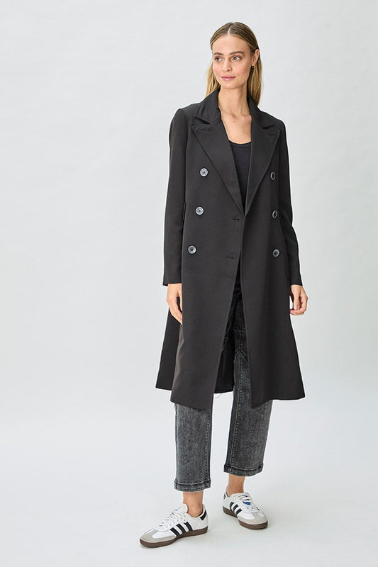 Trench Mujer Con Evasé Y Abertura En Cola Negro