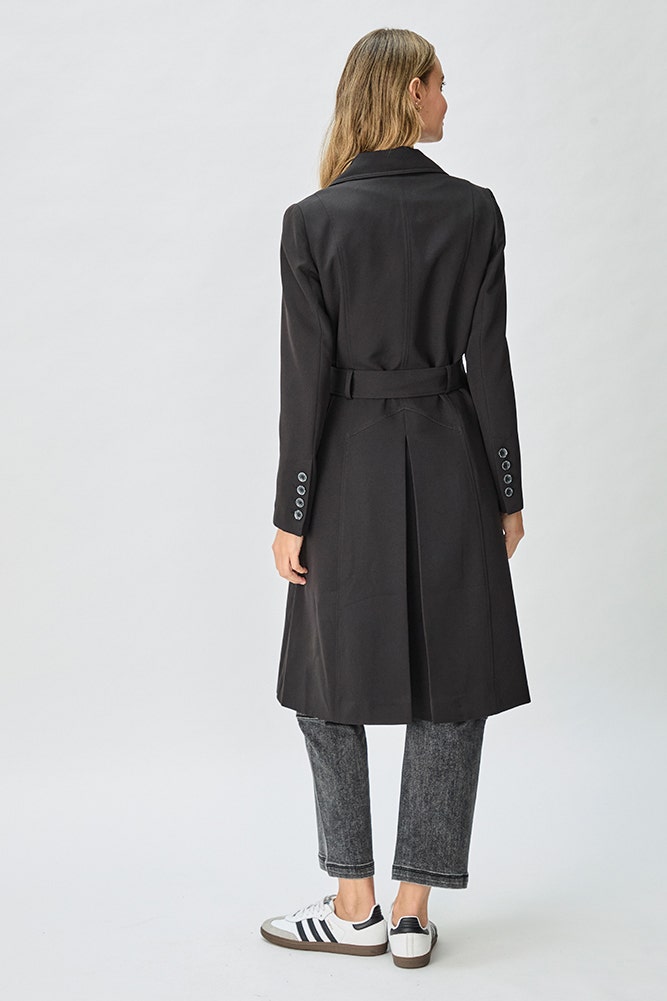 Trench Mujer Con Evasé Y Abertura En Cola Negro