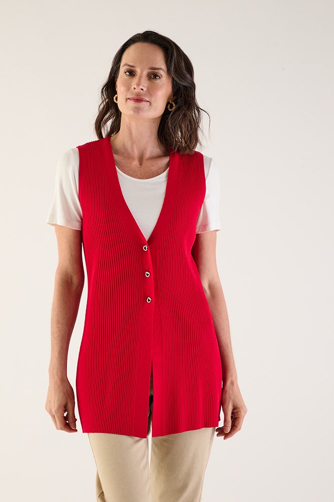 Chaleco Mujer Liso Rojo