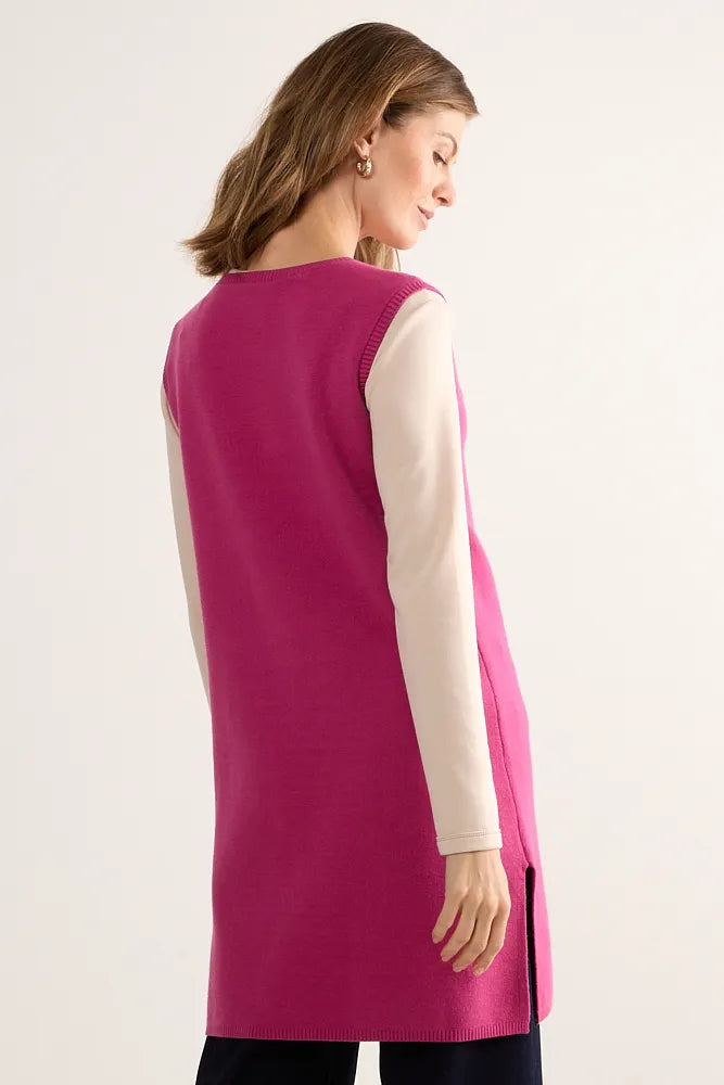 Tejido Mujer largo sin Mangas Fucsia