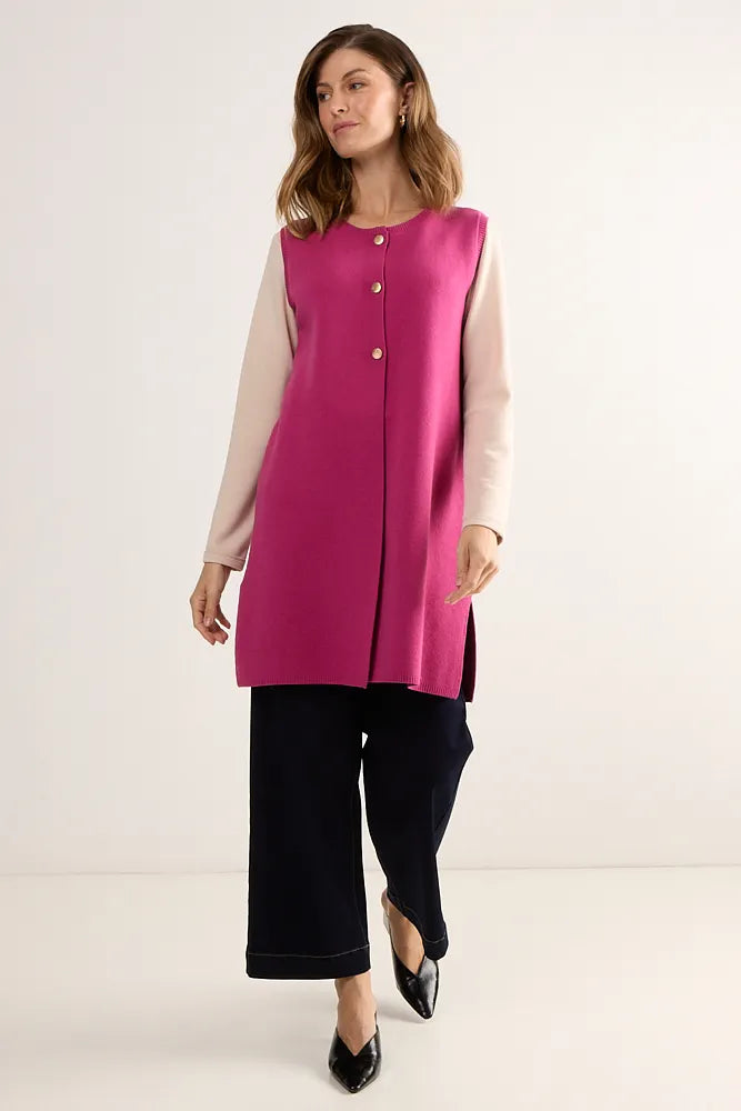 Tejido Mujer largo sin Mangas Fucsia
