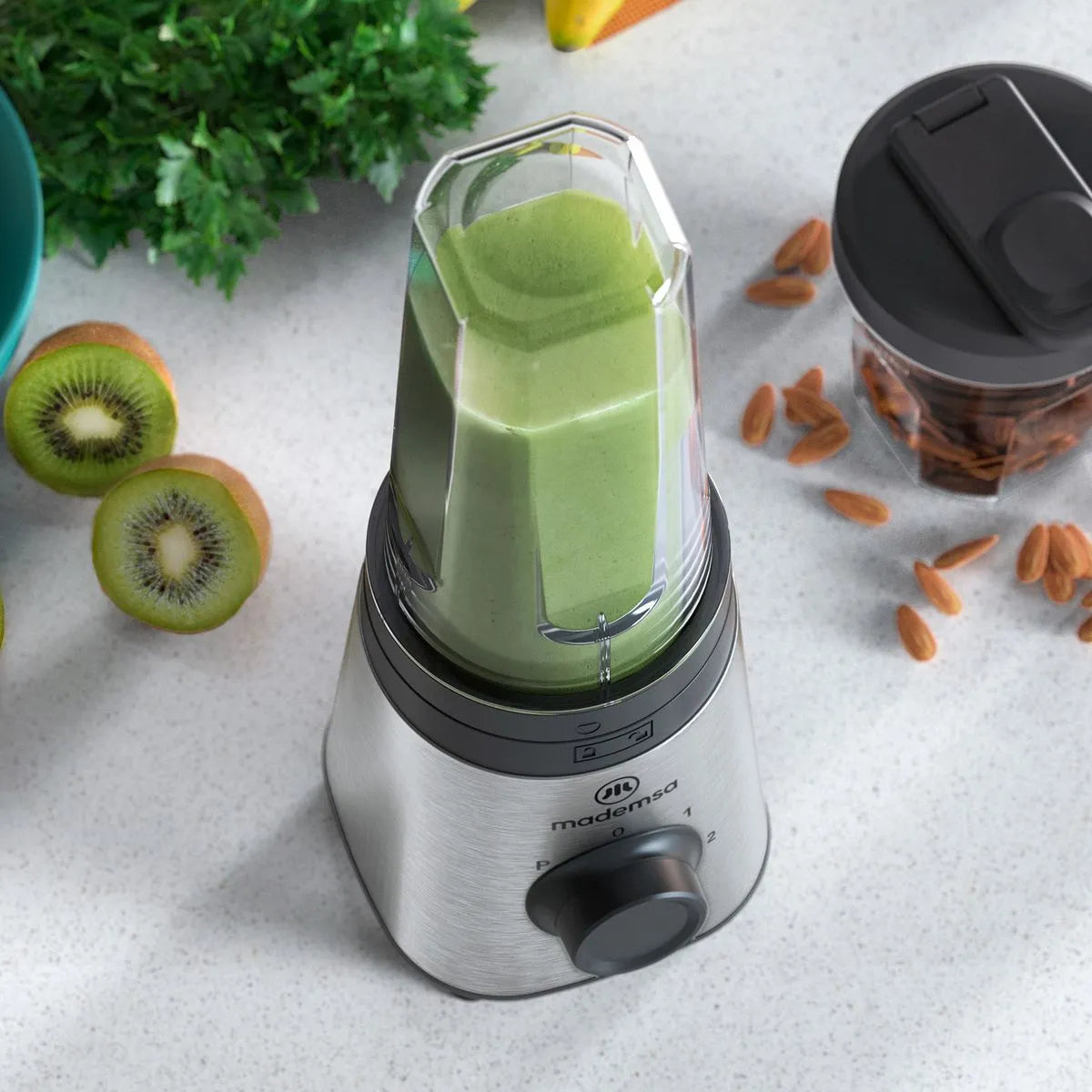 Licuadora Portátil con 2 velocidades y botellas 300W MBL30 Acero Inoxidable