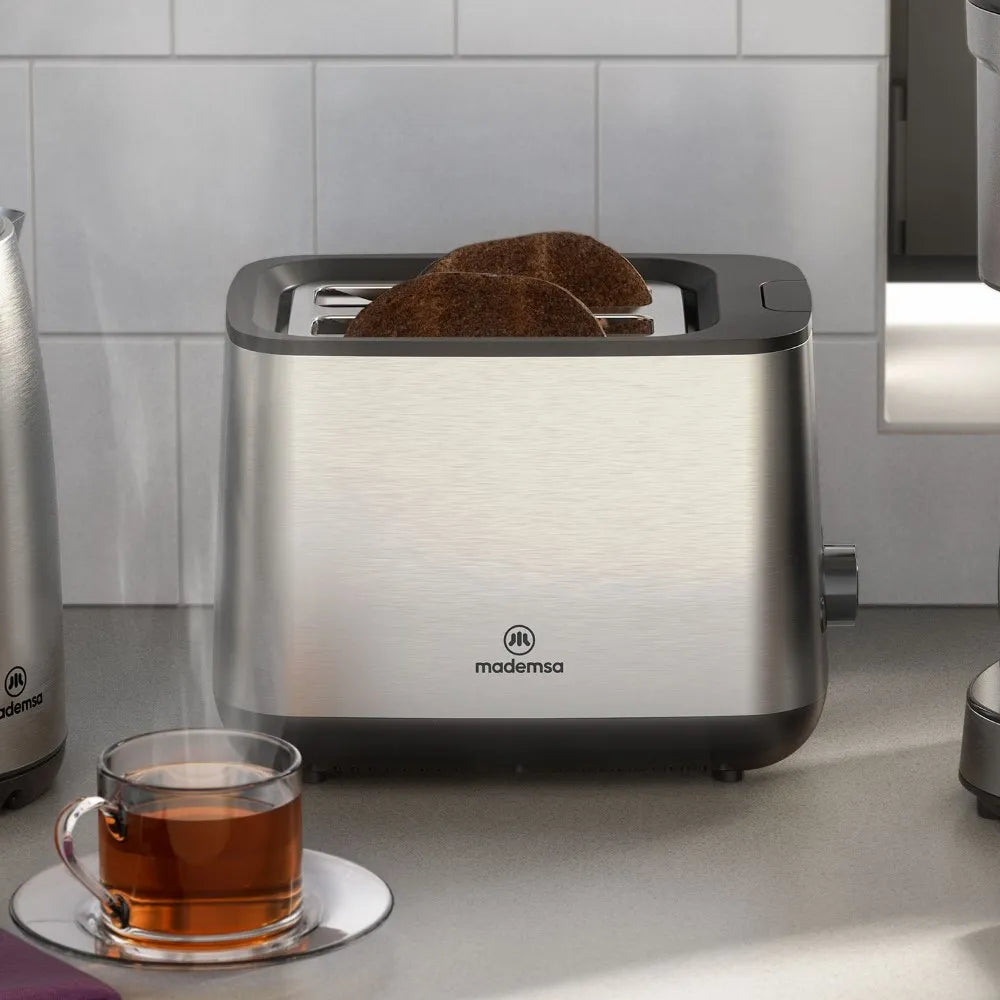 Tostador con 7 Niveles de Tostado y 3 Funciones 800W MTS25 Acero Inoxidable