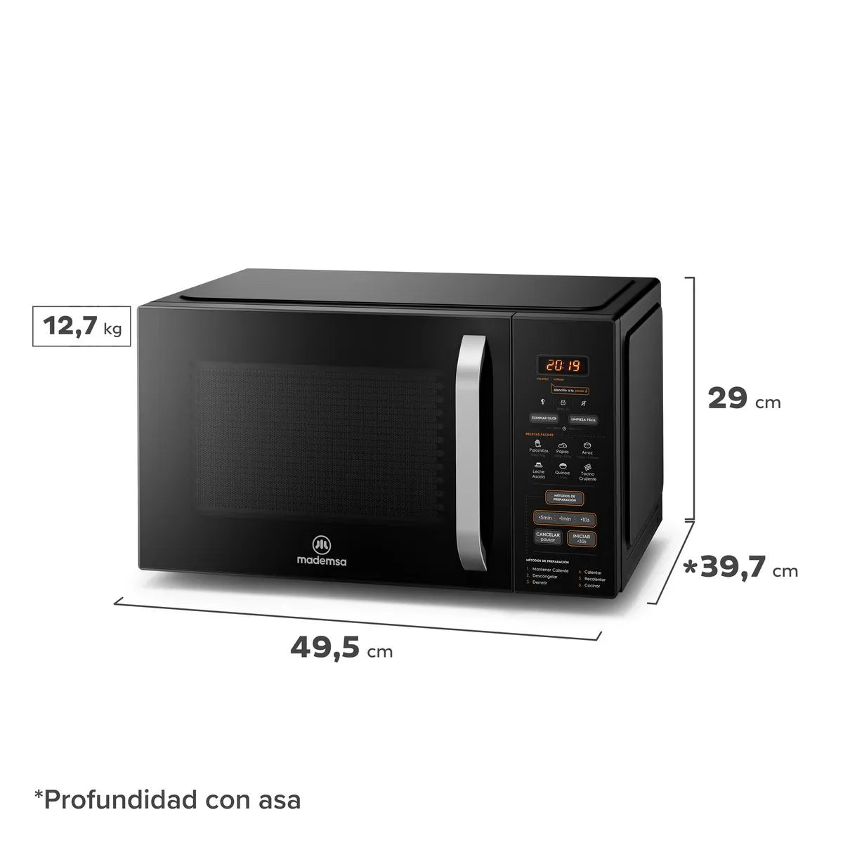 Microondas 28 Litros Digital Descongelamiento Inteligente MM28FB Negro