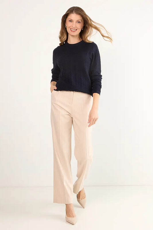 Tejido Mujer cerrado diseño ondas Azul Marino