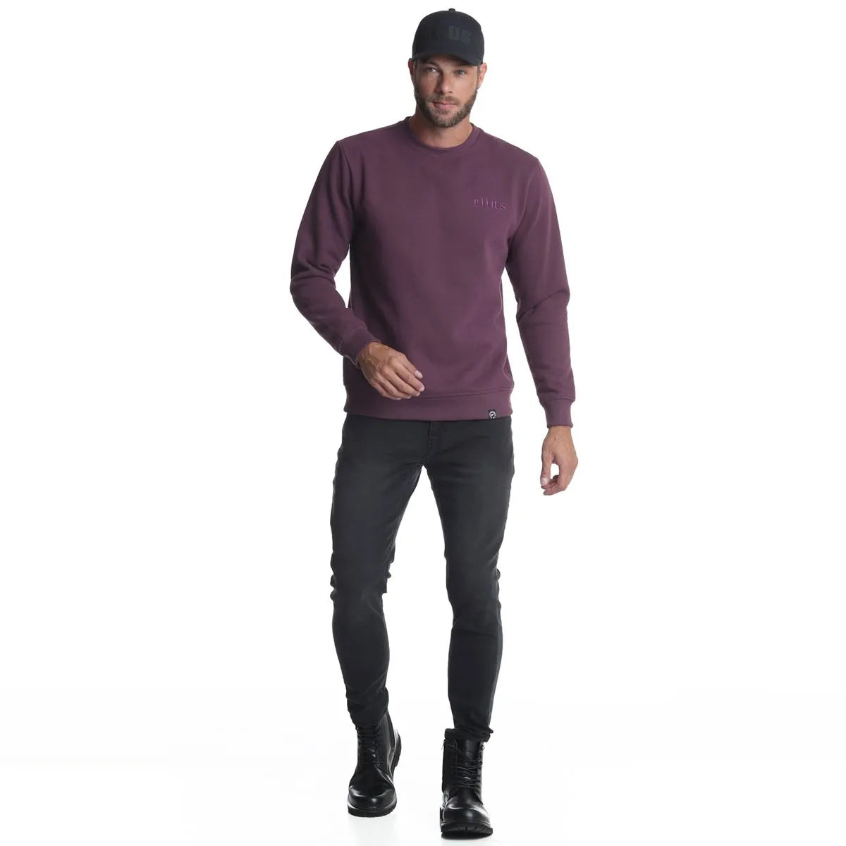 polerón-hombre-crew-neck-fleece-silicone-wash-ciruela
