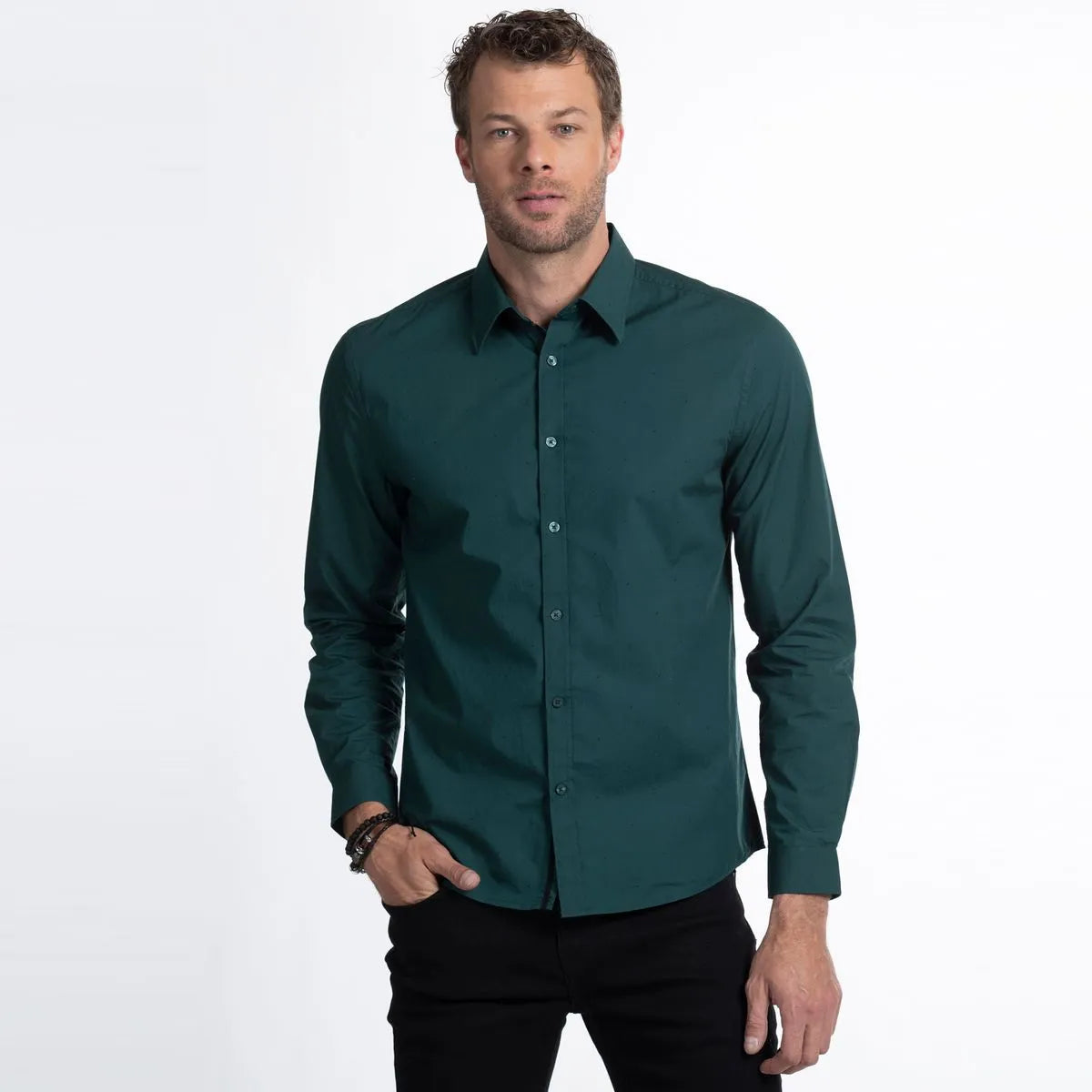 camisa-hombre-regular-manga-larga-mini-print-verde