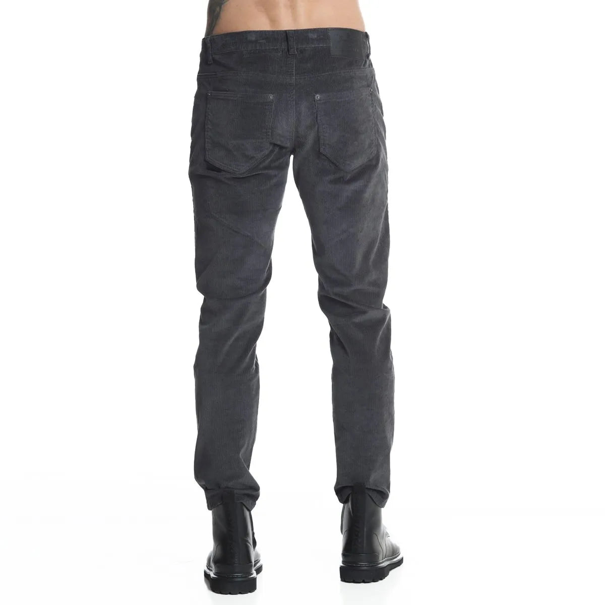 pantalon-hombre-cotelé-slim-tiro-medio-gris-t40